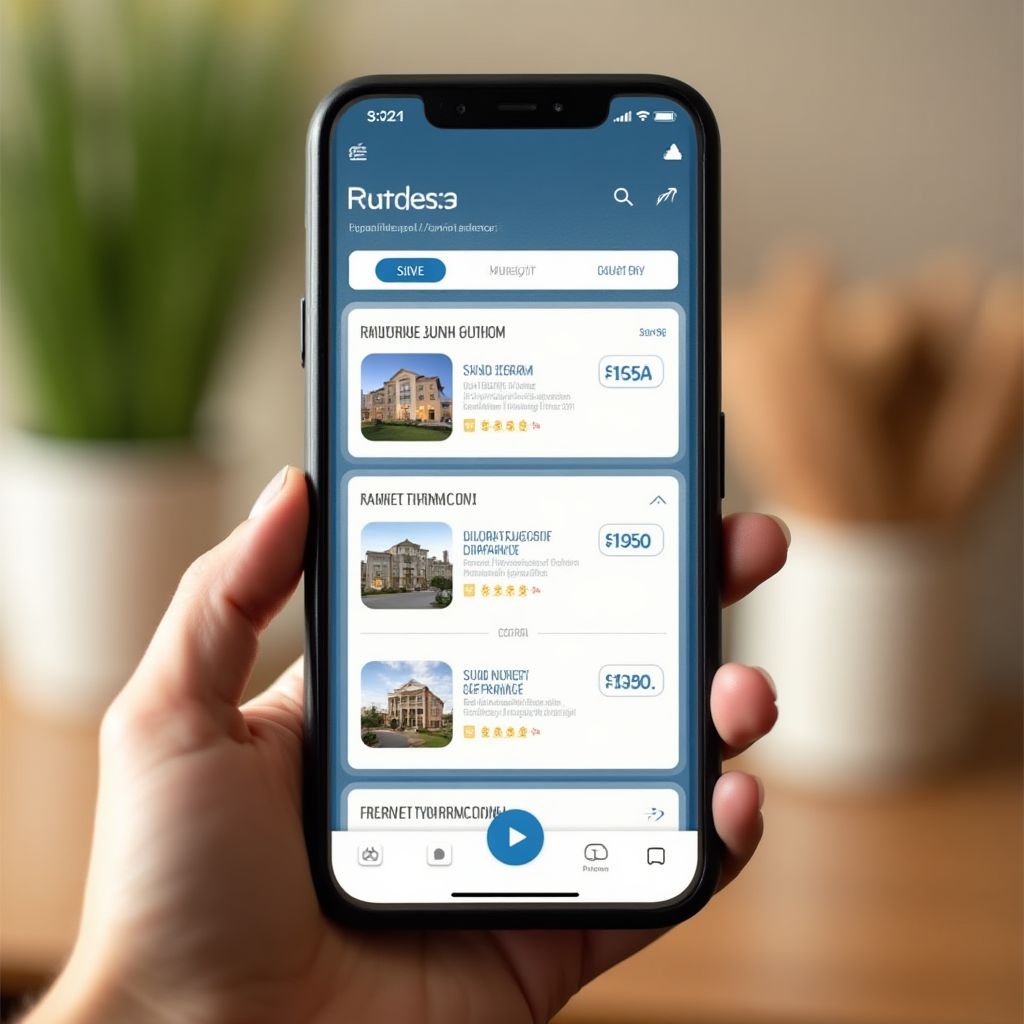 Interfaz de Hotels.com en dispositivo móvil